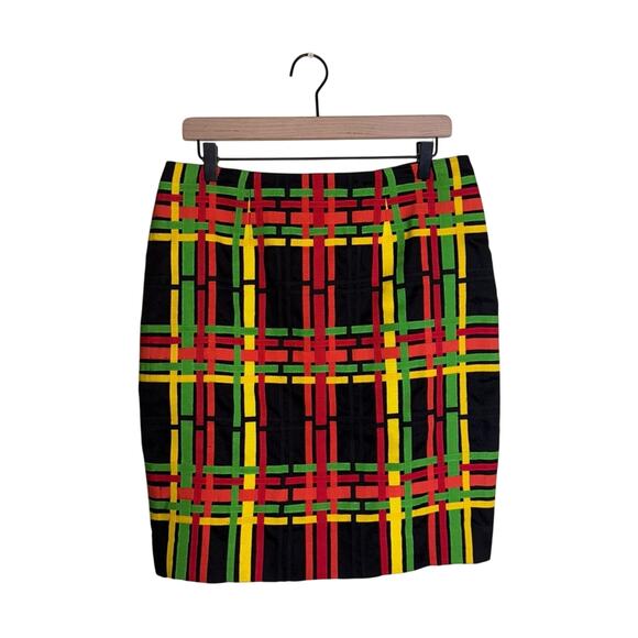 VNTG CARLISLE 90s dopamine hit linen neon weave pencil skirt 8 - Picture 1 of 6